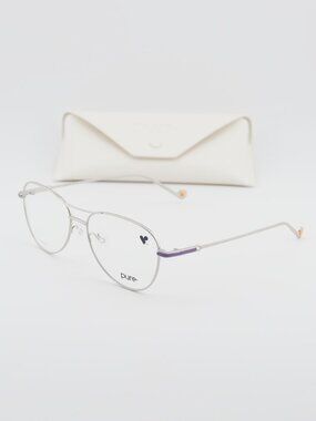 Pure P-5024 N 040 Aviator Eyeglasses 56mm – Silver